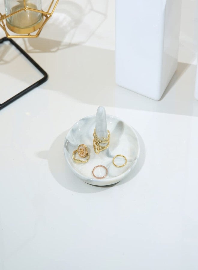 oskas Marble Ring Dish Holder,Decorative Porcelain Trinket Jewelry Dish Tray for Rings Earrings Necklaces,4 inch,Engagement Wedding Birthday Mother's Day Christmas Gift - Image 4